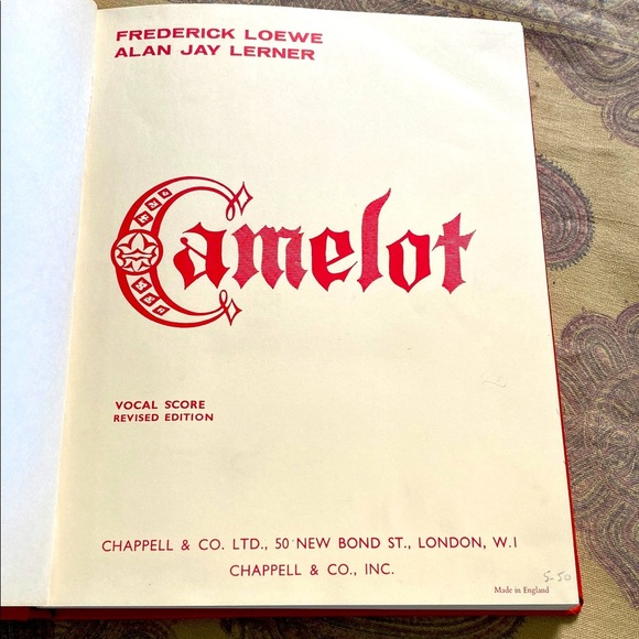 CAMELOT COMPLETE VOCAL SCORE Alan Jay Lerner & Frederick LOEWE 1962 1967 - Picture 2 of 15